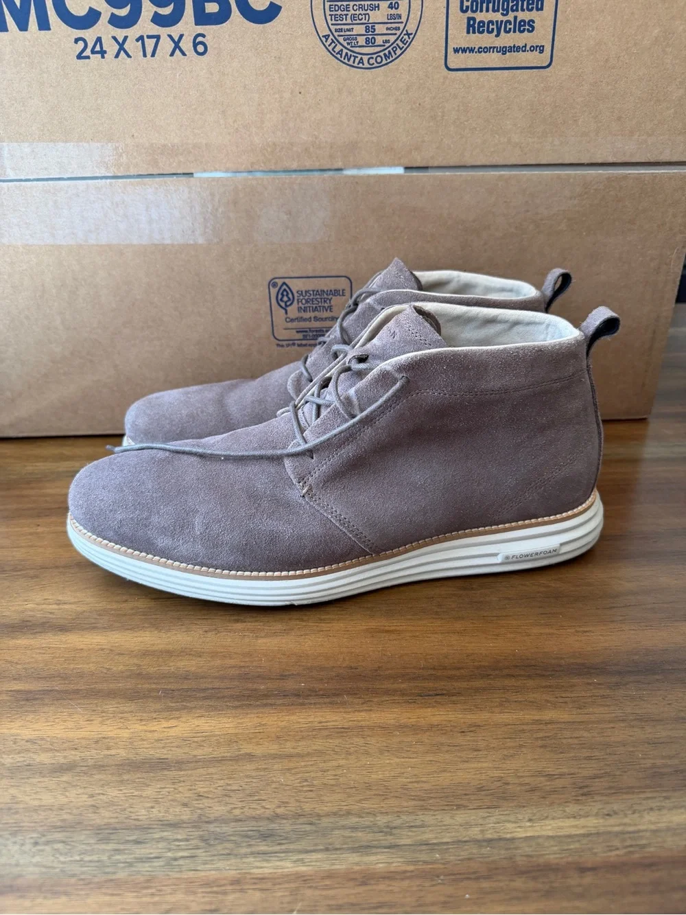 Cole Haan Men's Chukka Suede Lace-Up Boots in Taupe